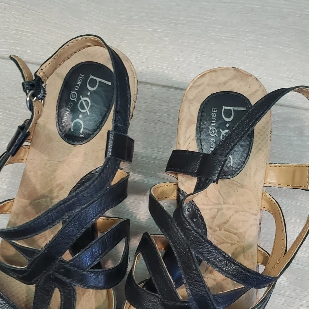 B.O.C Born Women Jalina Cork Wedge Ankle Strap Comfort Slide Sandals shoes sz 9M